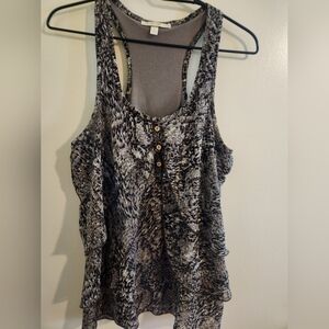 Sarah Spencer Black and Brown Graphic Sleeveless Tank Top